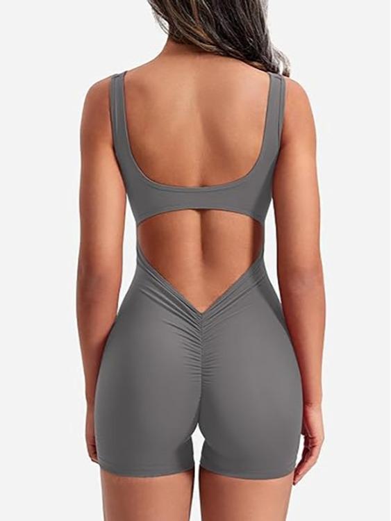 Sportlicher rückenfreier V-Ausschnitt Quick-Dry Einteiler - Damen Sexy Träger-Shorts