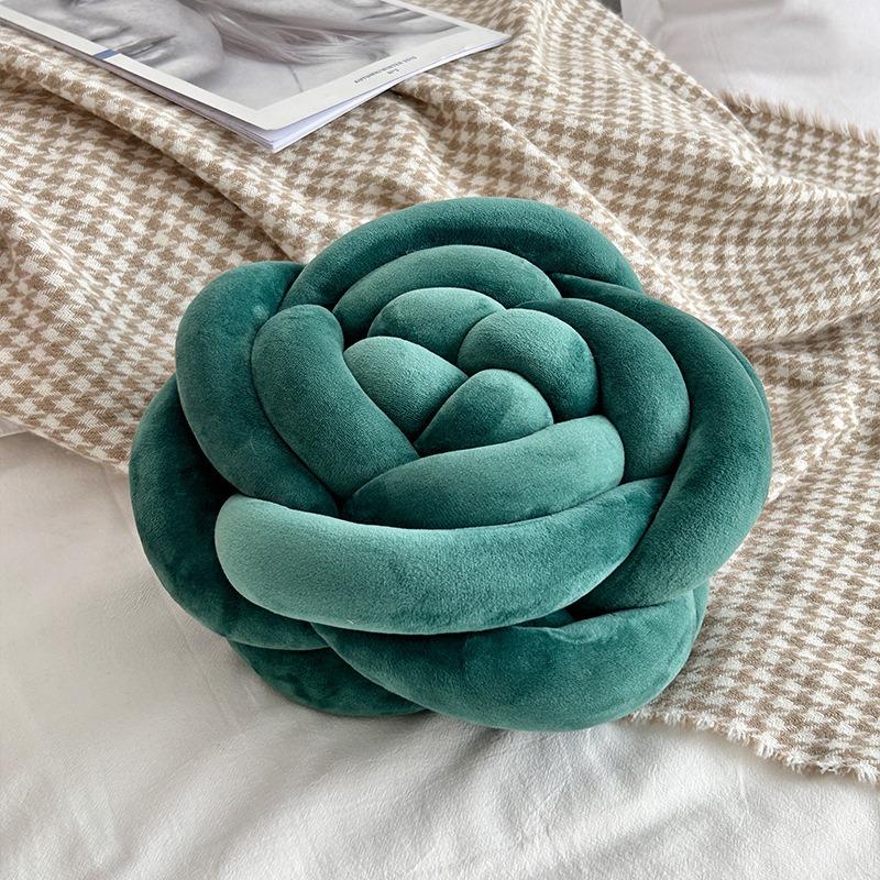 Rose Knot Pillow Art Decorative Flower Shape Throw Pillows Soft Plush Couch Knotted Seat Cushion Handmade Velvet Chair Cushions