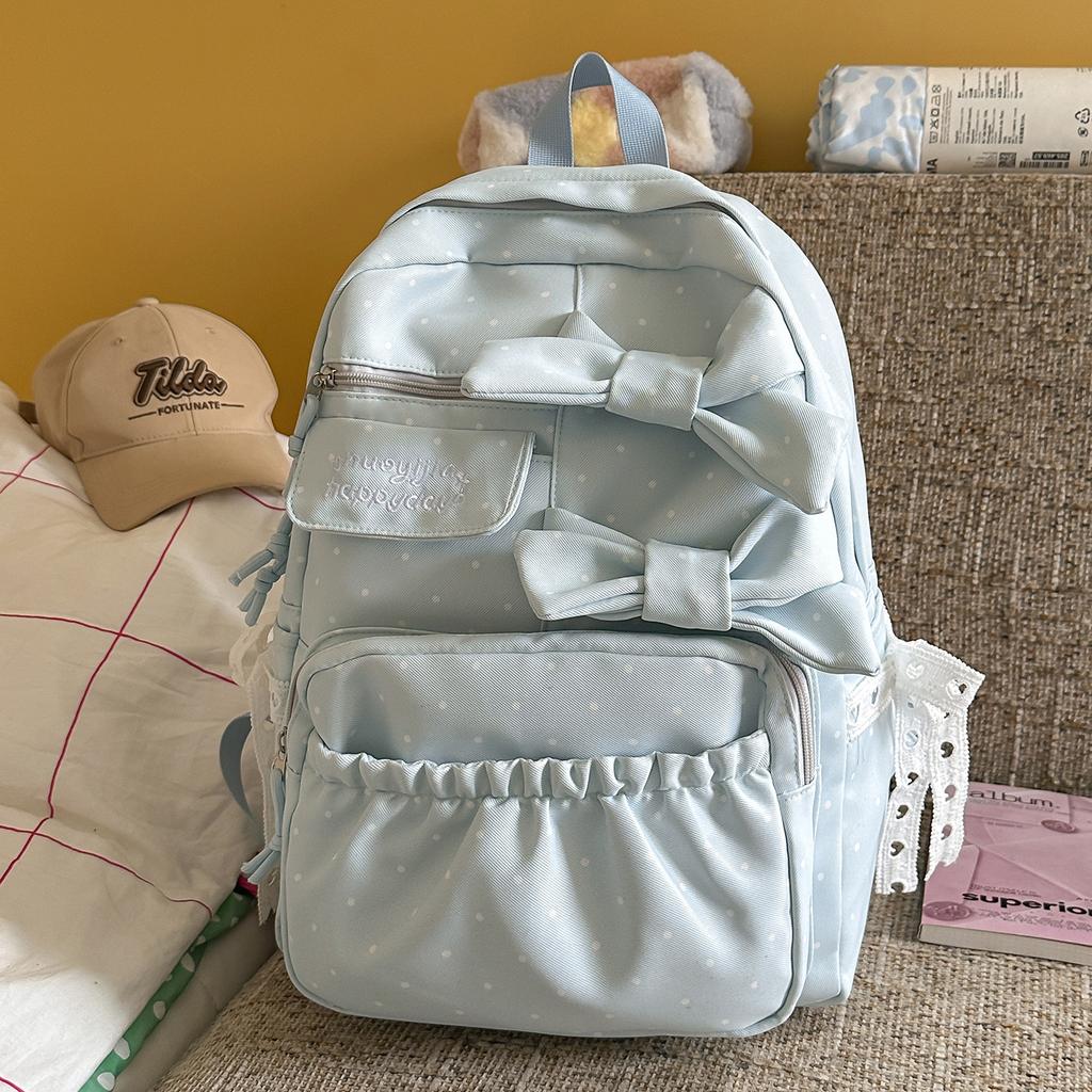 Schoolbag1011 new Korean ins schoolbag junior high school high school girls college students high value backpack bow backpack