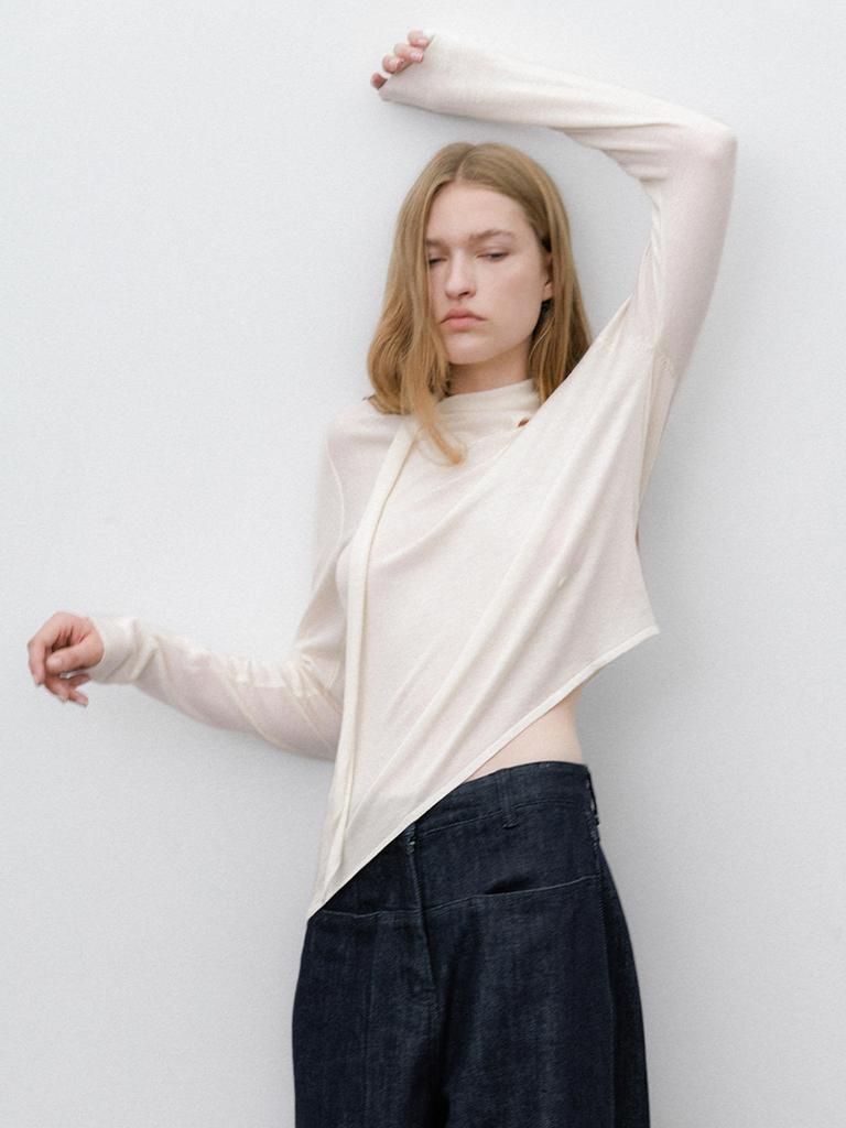 ATELIER NAIN Renofy Scarfed Knit Top(T-7119)