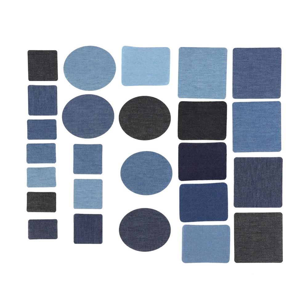 

25PCS Blue Cloth Patches Denim Sewing Patches Decoration Set Repair Patches Home Use