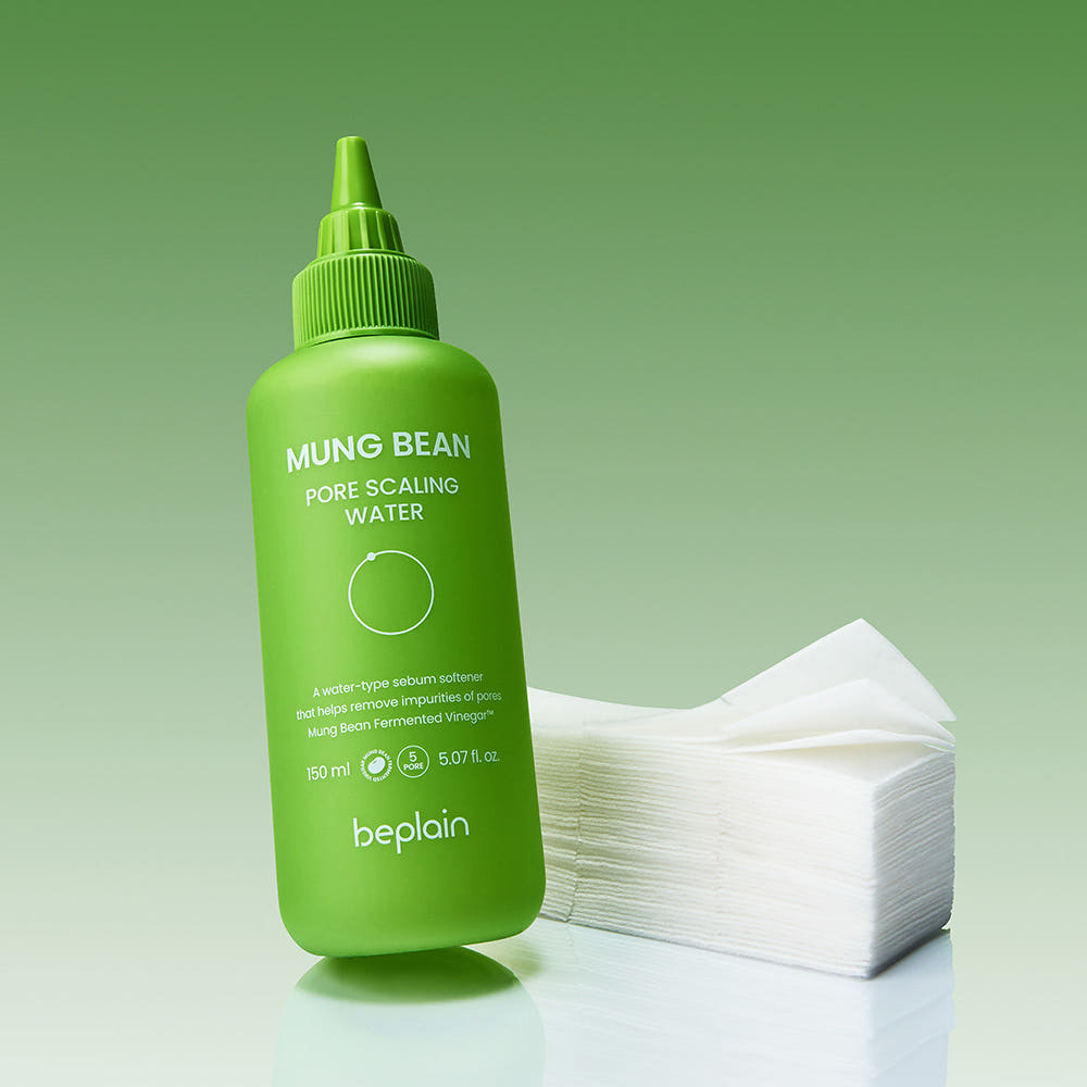 BEPLAIN Mung Bean Pore Scaling Water Sebum Remover Set(Exfoliating Toner 150ml+Cotton Pads 40sheets+skin scaler+skin softener skin cleaner)