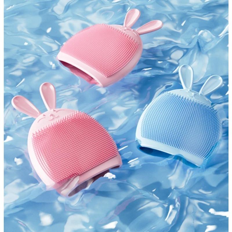 Silikonowa szczoteczka do oczyszczania twarzy w kształcie królika, rękawica do peelingu skóry, miękka szczoteczka do szamponu dla dzieci, głęboko złuszczające narzędzie do pielęgnacji skóry