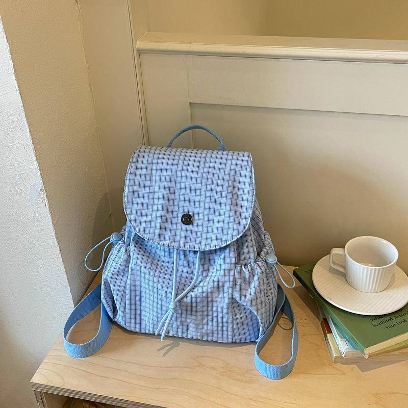 Schoolbagins Korean foreign style light nylon backpack women's 1011 summer new plaid backpack casual commuter schoolbag