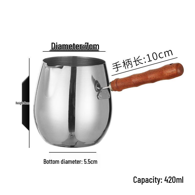 304 Stainless Steel Mini Pot with Long Handle for Oil Splatter, Hot Oil, Baby Food, and Milk, Suitable for Induction Cookers.