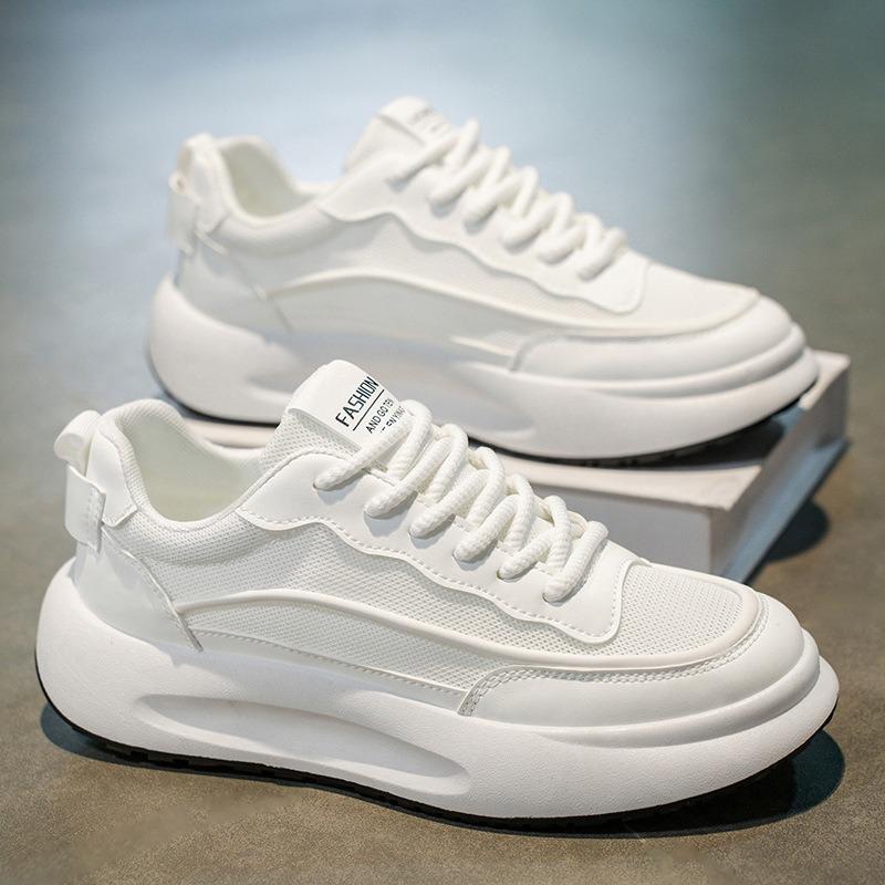 Men's shoes new mesh breathable little white shoes trendy versatile low-top shoes thick-soled heightening shoes comfortable casual shoes