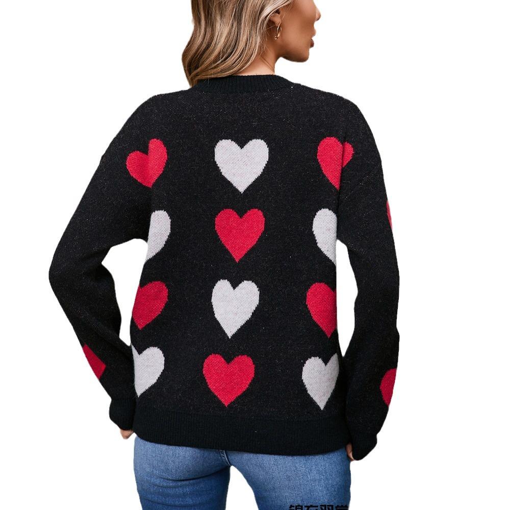 2026 Women's Winter Valentine’s Heart Sweater - European Style Round Neck Pullover