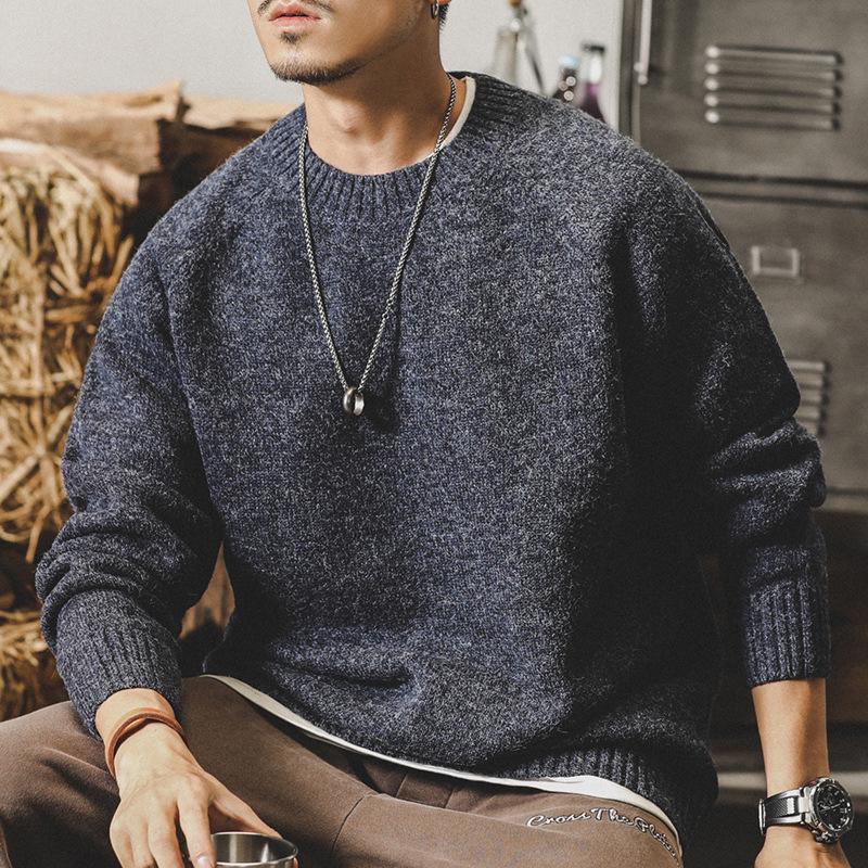 Klassischer Retro-Winterpullover für Herren - Lässiger lockerer Rundhals-Strick, Große Größen erhältlich