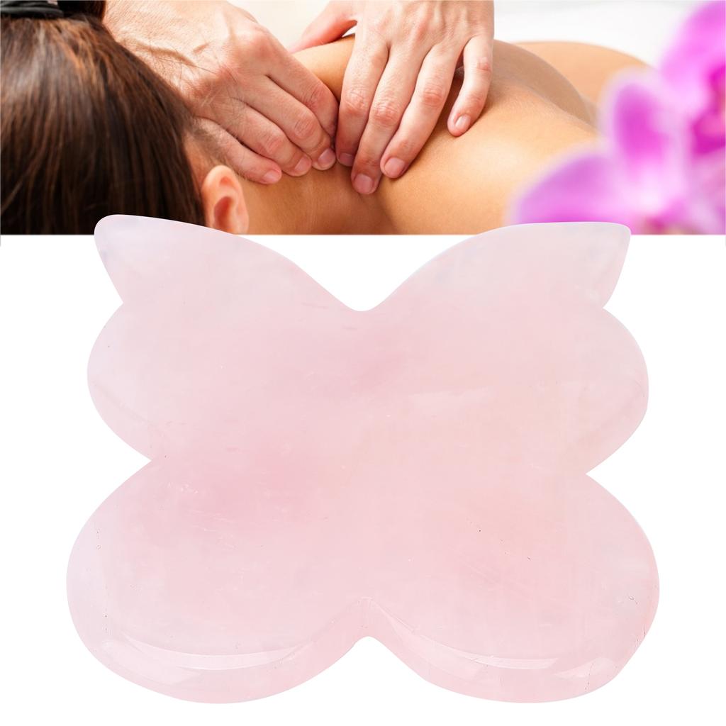 Portable Rose Quartz Guasha Board Butterflies Shaping Gua Sha Scraping Massage Tool