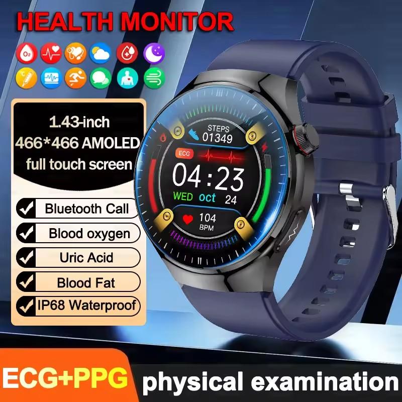 2026 Nuovo Preciso Lipidi Sanguigni Schermo AMOLED da 1,43" Smartwatch per la Salute ECG Acido Urico Pressione Sanguigna Chiamata Bluetooth Smartwatch Compatibile Android/iOS