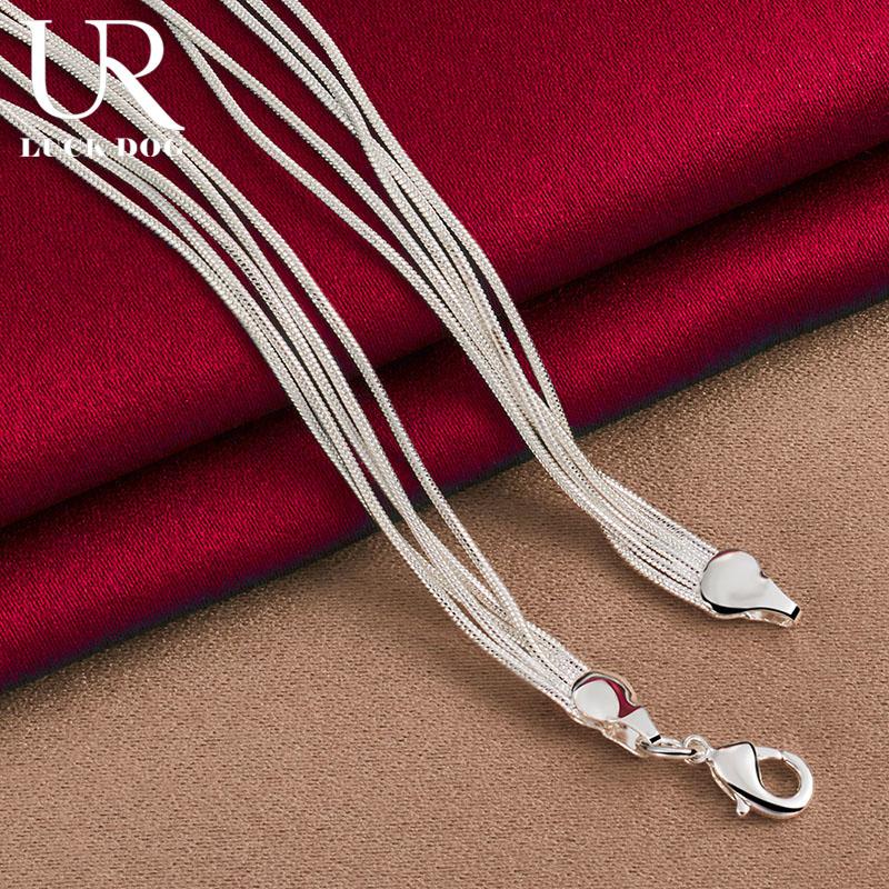 Collier à perles lisses en argent sterling 925 avec chaîne serpent multiple, bijoux de mariage à la mode