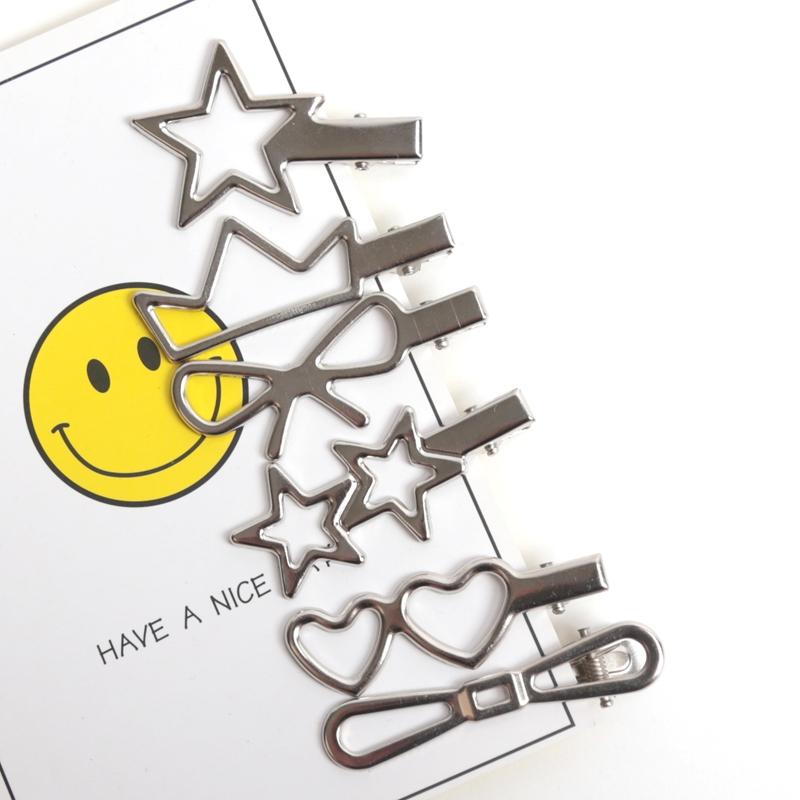 28Pcs/Set Y2K Silver Color Hairpins for Women Girls Star Hair Clip Multiple Styles Seamless Duckbill Clip Girls Hair Accessoires