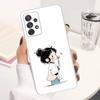 Kid Girl Dog Cute Cartoon Phone Case For Samsung A30,71,51,S9,10,20,Ultra,FE,23,21,PIus,Lite, S22,Transparent, Silicone