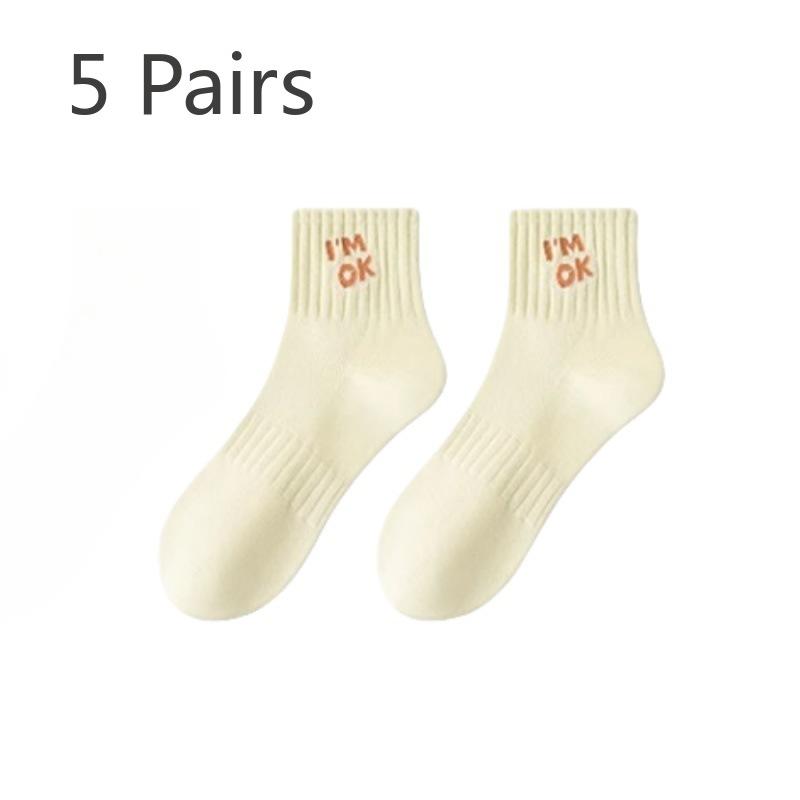 5 Pairs of Female Spring and Summer Leisure Sports Sweat Absorbing Breathable Mesh Cotton Socks