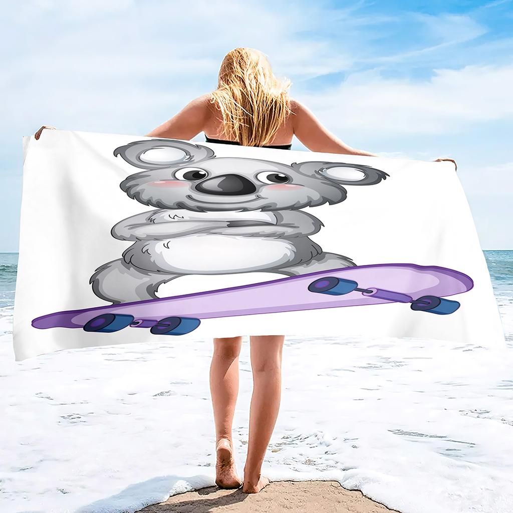 Cartoon Koala Strandtuch Mikrofaser Kawaii Wildes Tier Badetücher Schnelltrocknend Schwimmbadtücher Fitnessstudio Poolside Sonnenliege Überwurfdecke