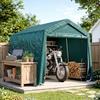 8 x 6.5 ft Outdoor Garden Storage Shed, Waterproof Bike Tent with Double Roll-up Zipper Door for Garden Tools, Green