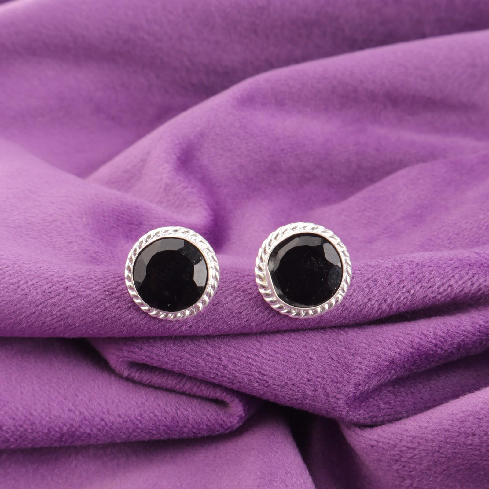 

Корневая чакра Натуральный черный оникс Пусеты Ювелирные изделия 925 стерлинговое серебро EE-147-6