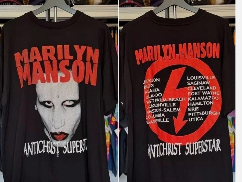 Koszulka Unisex Marilyn Manson Antichrist Superstar lata 90. Czarna, dwustronna