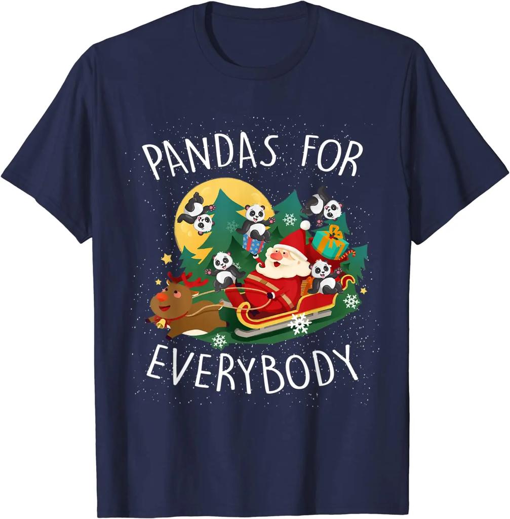 Pandas for Everybody Christmas Panda Lover gift TShirt 100 Cotton ONeck Summer Short Sleeve Casual Mens Tshirt Size S3XL