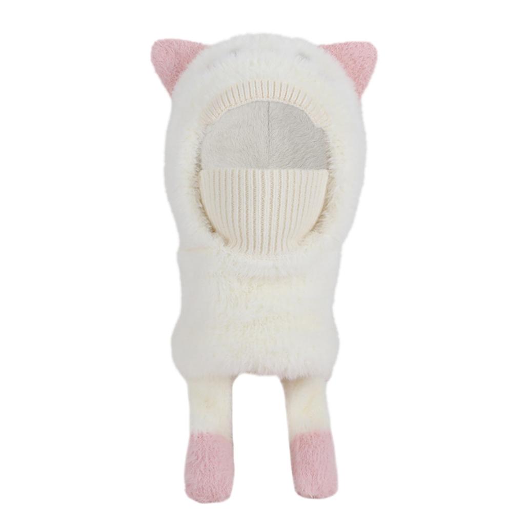 Children's Plush Warm Ear  Pullover Hat With Plush Mask And Neck