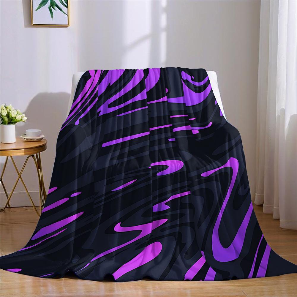 Neon Purple Swirl Flannel Blanket Warm Soft Halloween Christmas Couch Warm Cozy Decorative Decor Gift for All Season