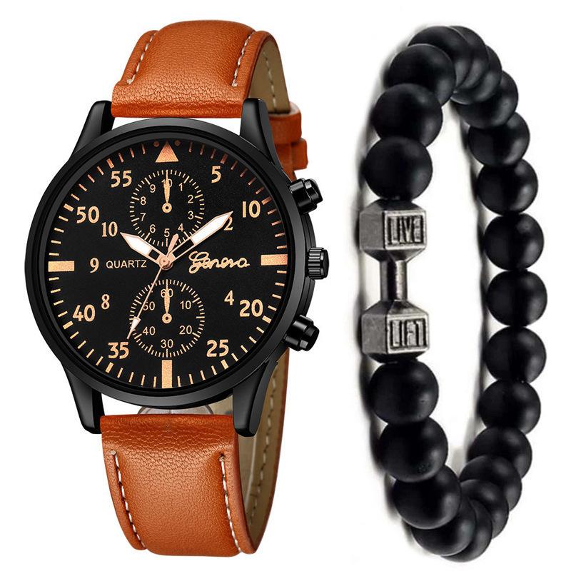 Men's Watch High-end Hong Kong Style Fashion Watch Fashion Versatile Quartz Watch High-end Watch Men's Watch Set