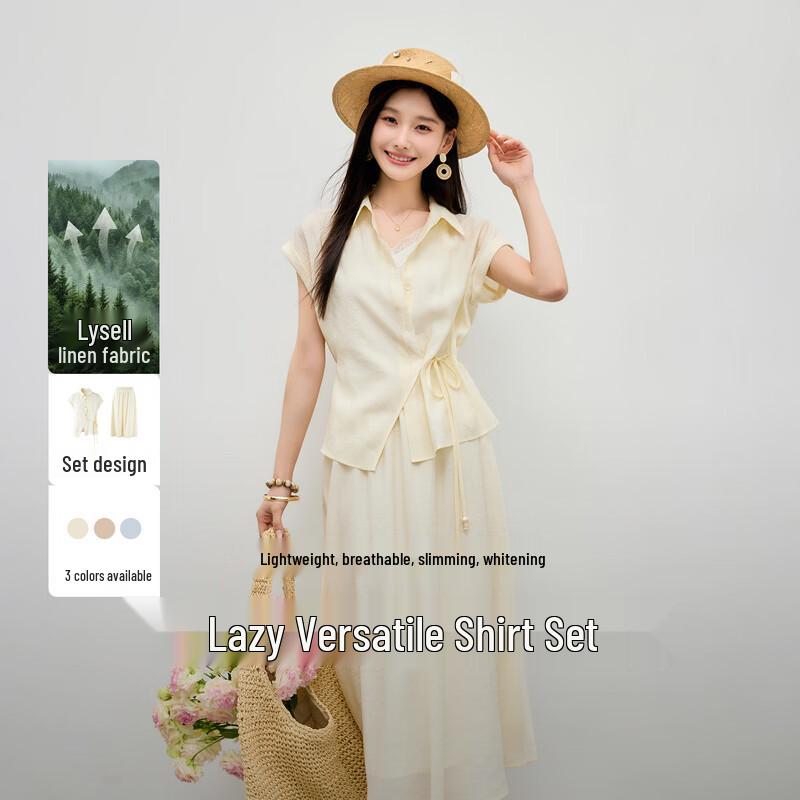 Women s Lyocell Linen Fashion Two-Piece Set XL