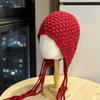 New Hand-knitted Tassel Pom-pom Wool Hat for Women, Autumn and Winter Warm Ear-protecting Knitted Hat with Straps, Trendy Pullover Hat