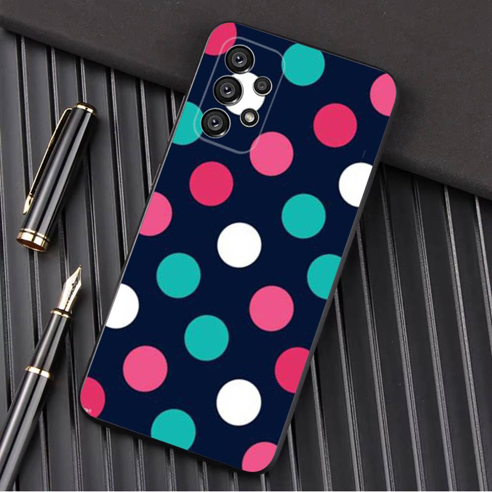 Color Polka Dot Phone Case For Samsung Galaxy A13,A21s,A22,A31,A32,A52,A53,A71,A80,A91 Soft Black Shell