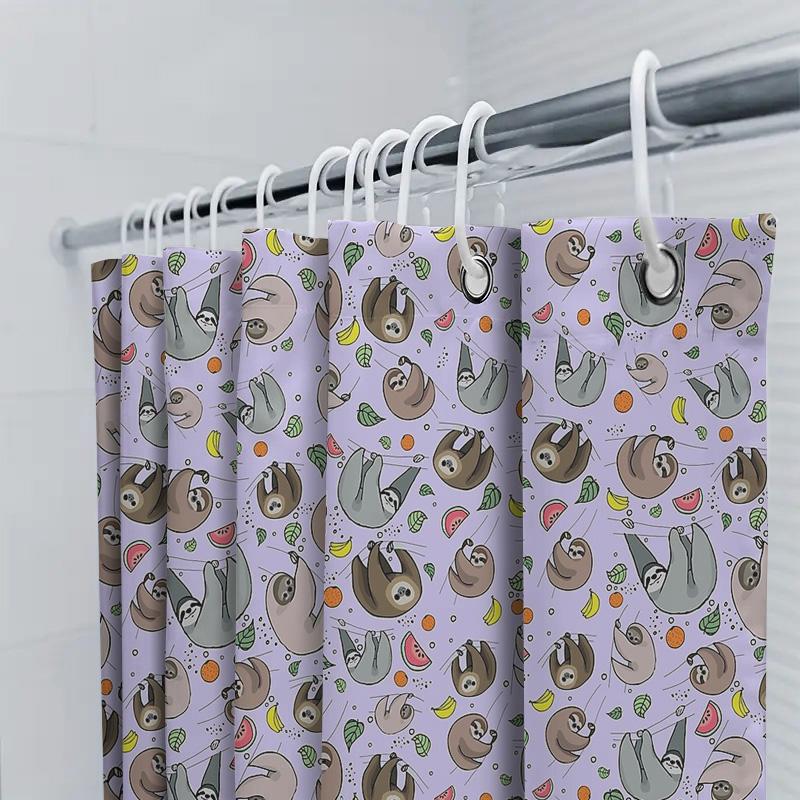 Cute Fruit Shower Curtain Tropical Watermelon Pineapple Banana Pattern Bathroom Decor Farmhouse Style Home Textile Quick Dry