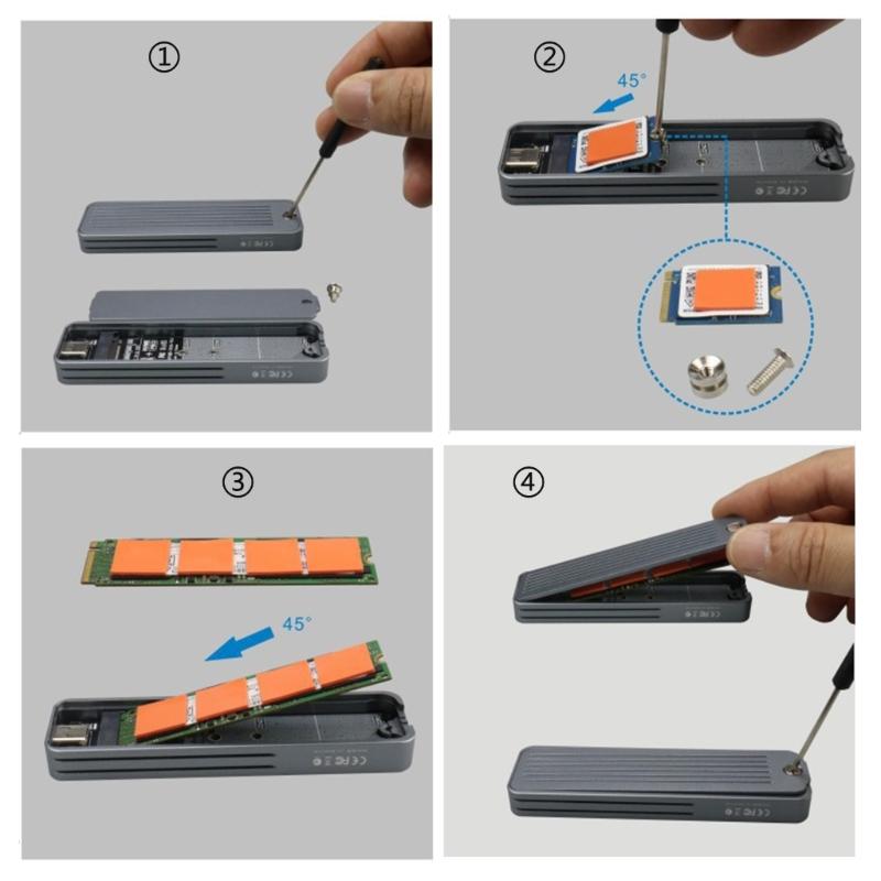 Solid Disk Case M.2 Solid Disk Enclosure Supports 10Gbps Fast Speed Data Transfer Aluminum Heat Dissipation Power Failure Protect