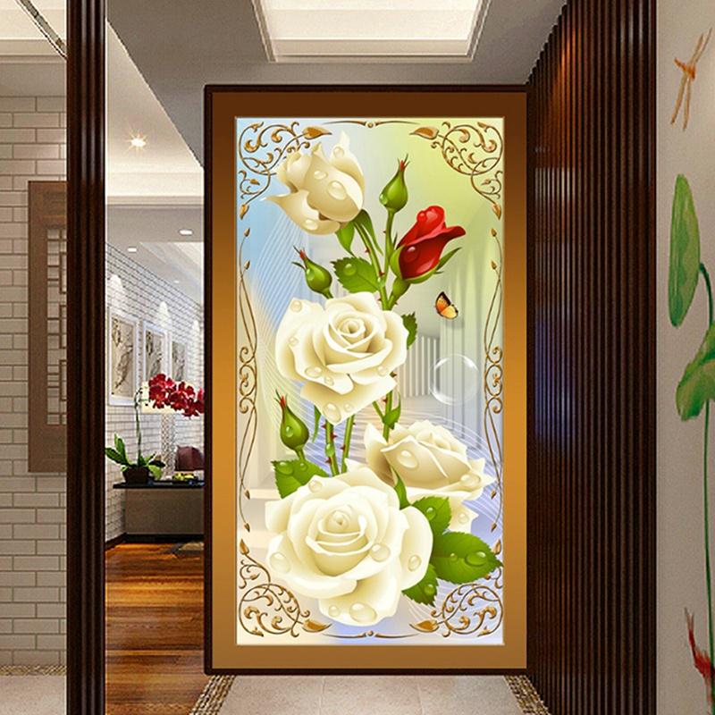 Buy 5D Diy Painting Diamond Cross Stitch Vertical Flower Print Round