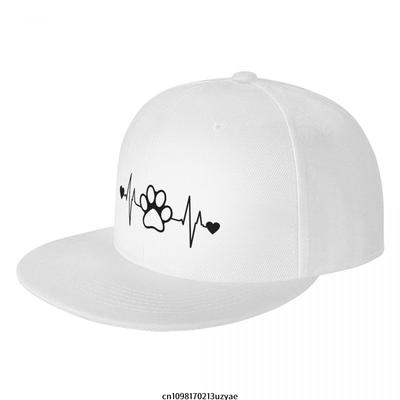 Paw Print EKG Heartbeat Dog Lover Unisex Baseball Cap Polyester Casual Snapback Adjustable Hat