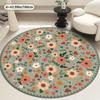 Crystal Velvet carpetZULIDA Modern Nordic Floral Round Mat, 800g/m² Polyester Fiber, Non-Slip Dot Backing, Machine Washable, Low