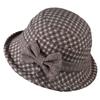 Middle-Aged And Elderly Woolen Basin Hat Grandma Thickened Warm Curling Bucket Hat Bow Mother Hat Plaid Retro