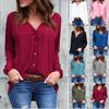 Blouse Women Summer Style V-neck Fold Button Long-sleeved Loose Chiffon Shirt Casual Blusas Camisas Feminina Clothing