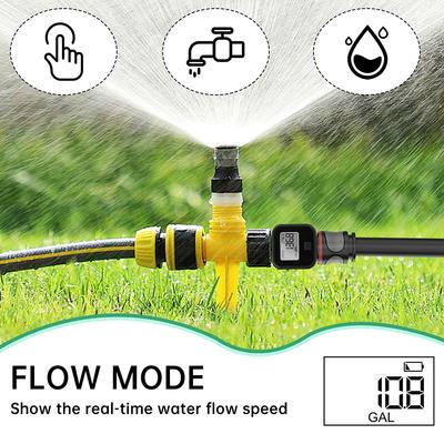 LCD Screen Water Flow Meter High Accuracy Multifunctional Electronic Recorder for Outdoor Garden Watering Irrigation Hose