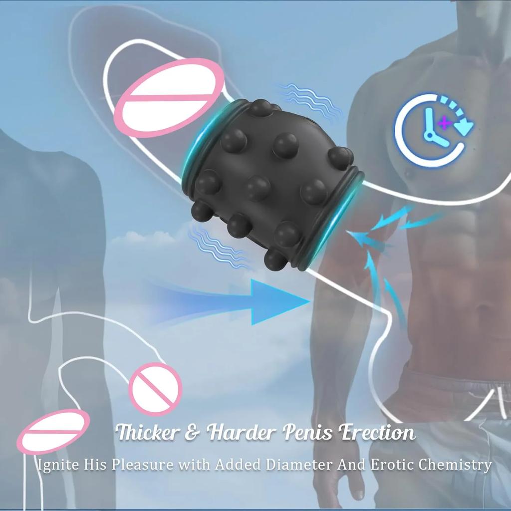HESEKS Vibrating Cock Ring Vibrators for Men Delayed Ejaculation Penis Enlarger for Couples G Spot Testicular Stimulator Sex Toy