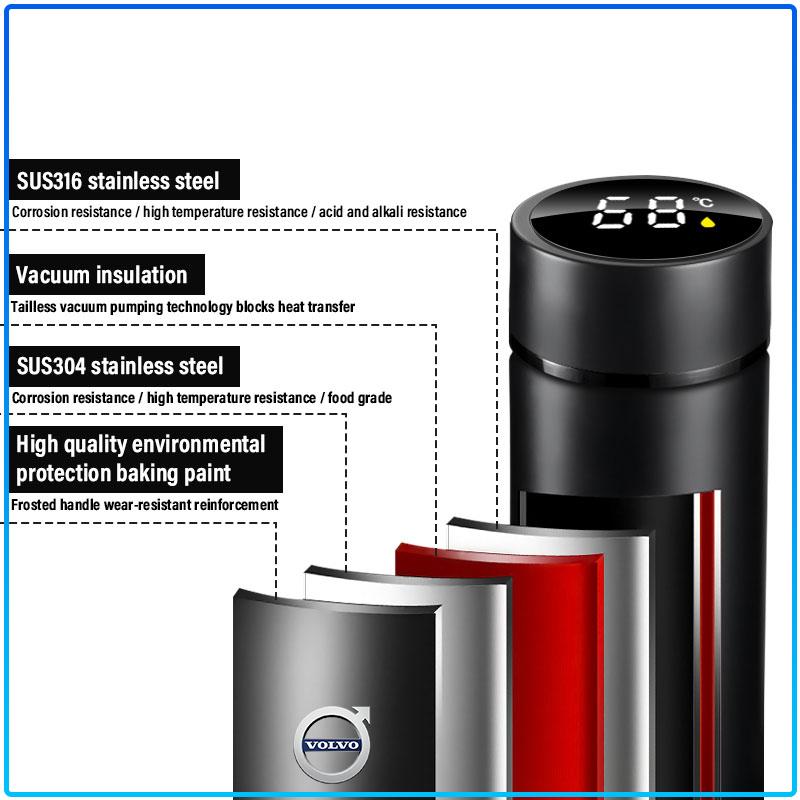Bouteille Thermos Intelligente pour Voiture Avec Affichage de Température Tasse à Café Pour Volvo XC60 XC90 S60 S80 S40 V40 V60 V70 V50 XC70