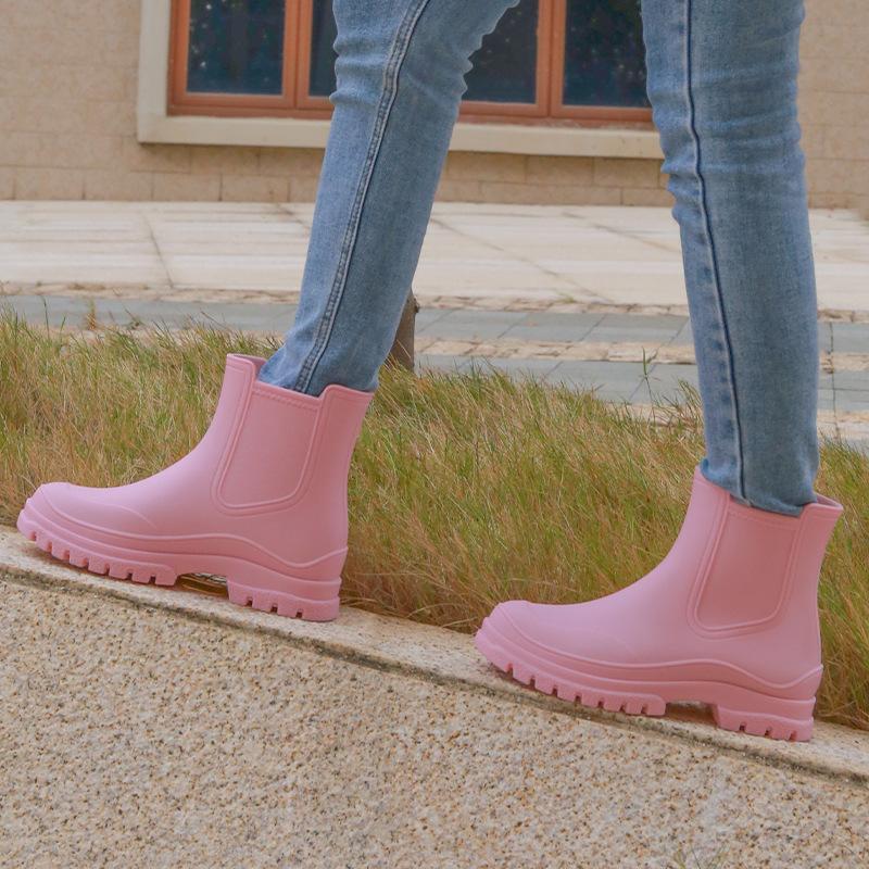 Rain boots women's rubber shoes adult fashion rain shoes waterproof shoes TPE Chelsea water shoes