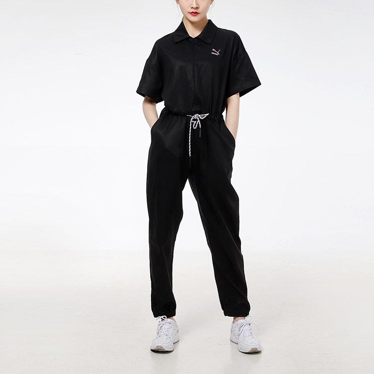 Puma Running Training Fitness Sports Casual Short Sleeve Jumpsuit Women jumpsuit Black 533729-01