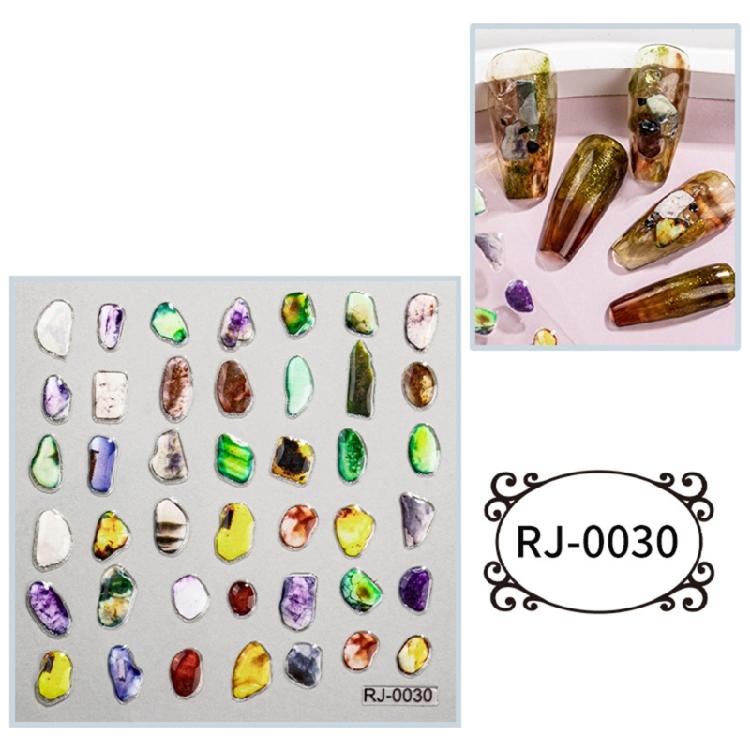 Embossed Cartoon Nail Art Stickers Decals Self-Adhesive Floral Nail Supplies