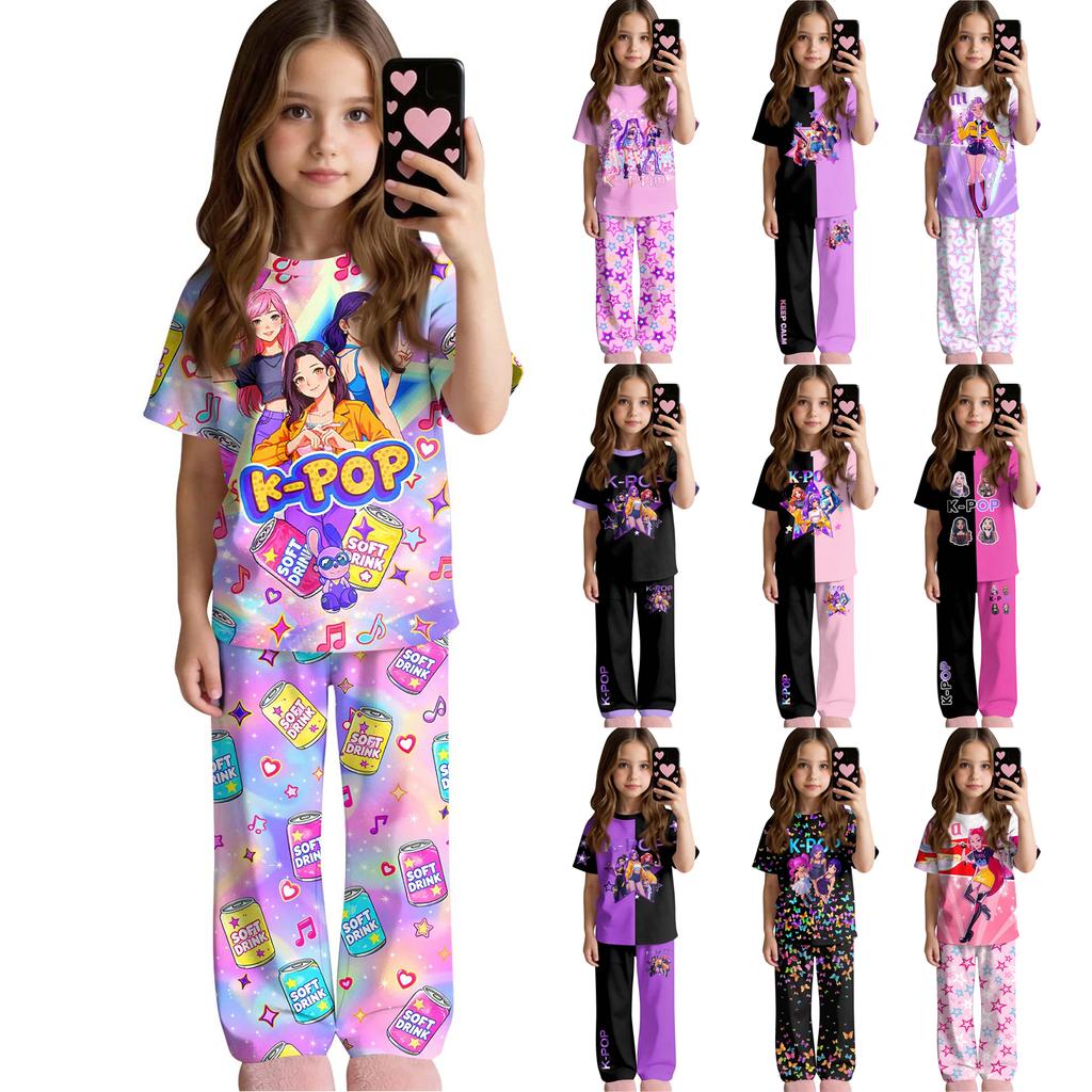 Infant Baby Girls Boys Loose Print T-shirt+Pants Print Outfits Set