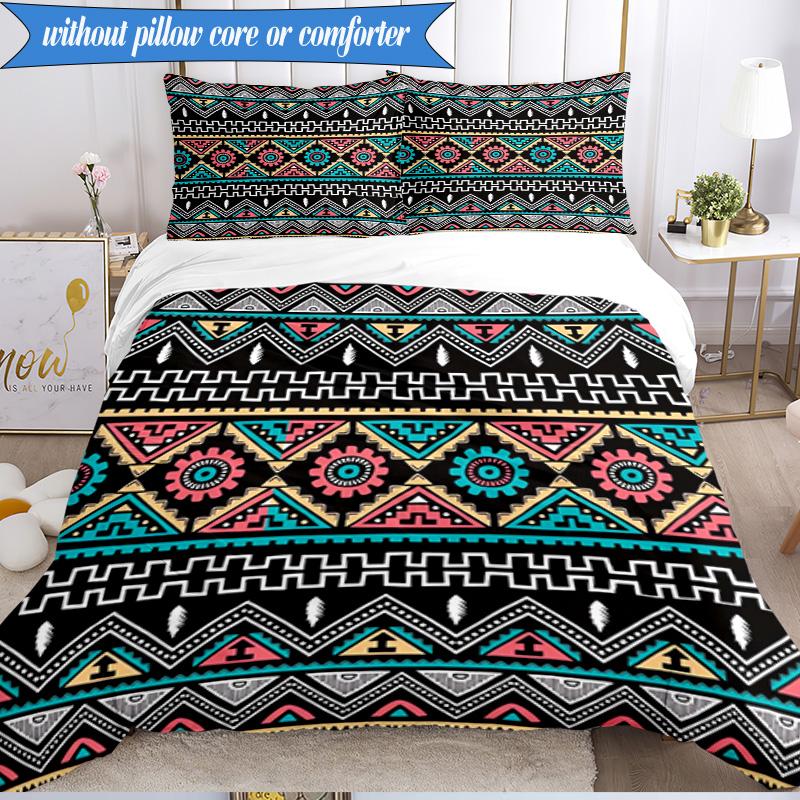 3PCS Native American Pattern Bedding Set,Including 1pc Duvet Cover And 2pcs Pillowcases Perfect for Bedroom, Dormitory, Fan Christmas Gift