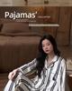 Women's Striped Thin Ice Silk Pajama Set, Long Sleeve, Spring/Autumn Style, High-End Feel for Indoors or Outdoors