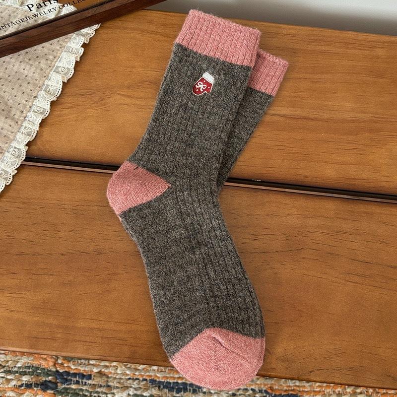 Christmas Wool Socks, Socks, Seasonal Thickened, Warm And Cute, Embroidered Snowflake Sky Stockings