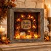 Gothic Bedroom Decor DIY Lighted Halloween Ghost Shadow Box Kit, Wooden Frame LED Warm Light, Style Interior Lighting Memory with Crystal Glass Panel,