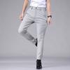 Ultra-thin Elastic Men's Casual Trousers Summer Quick-drying Ice Silk Slim Straight Business Solid Color Trousers Black Gray