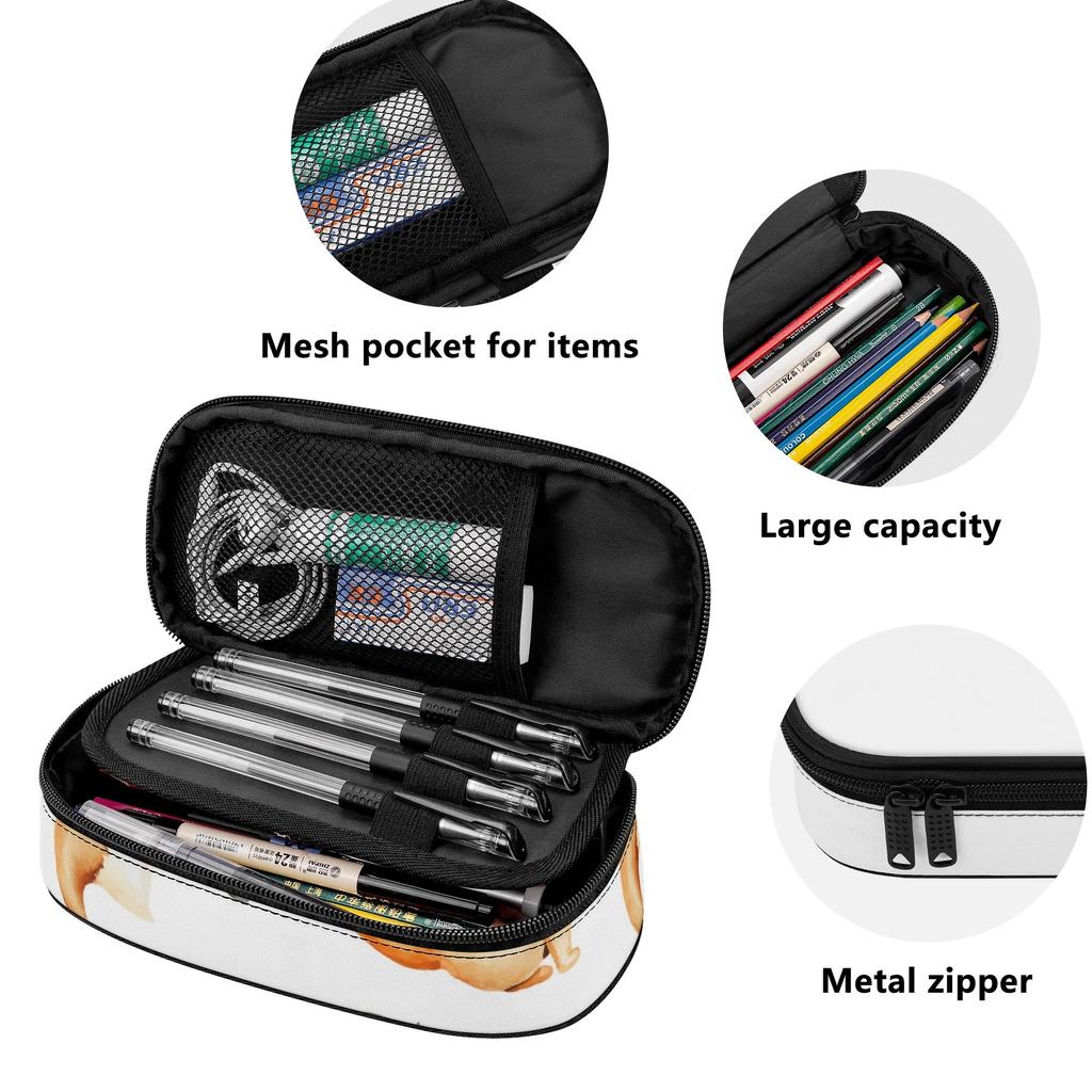 Pen Case Structured Design 300D Polyester Easy Open Zipper with Mesh Pocket Removable Divider and Pen Slots for Everyday Study