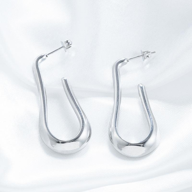 Retro Popular Geometric U-shaped Design Stainless Steel Earrings Personalized Versatile 18K Real Gold Electroplated Titanium Steel Stud Earring Ladies